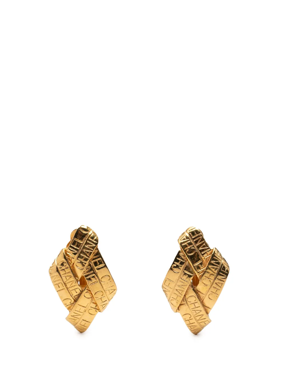 CHANEL Pre-Owned 1996 Gold Plated Logo Diamond Clip On Earrings costume earrings - Oro