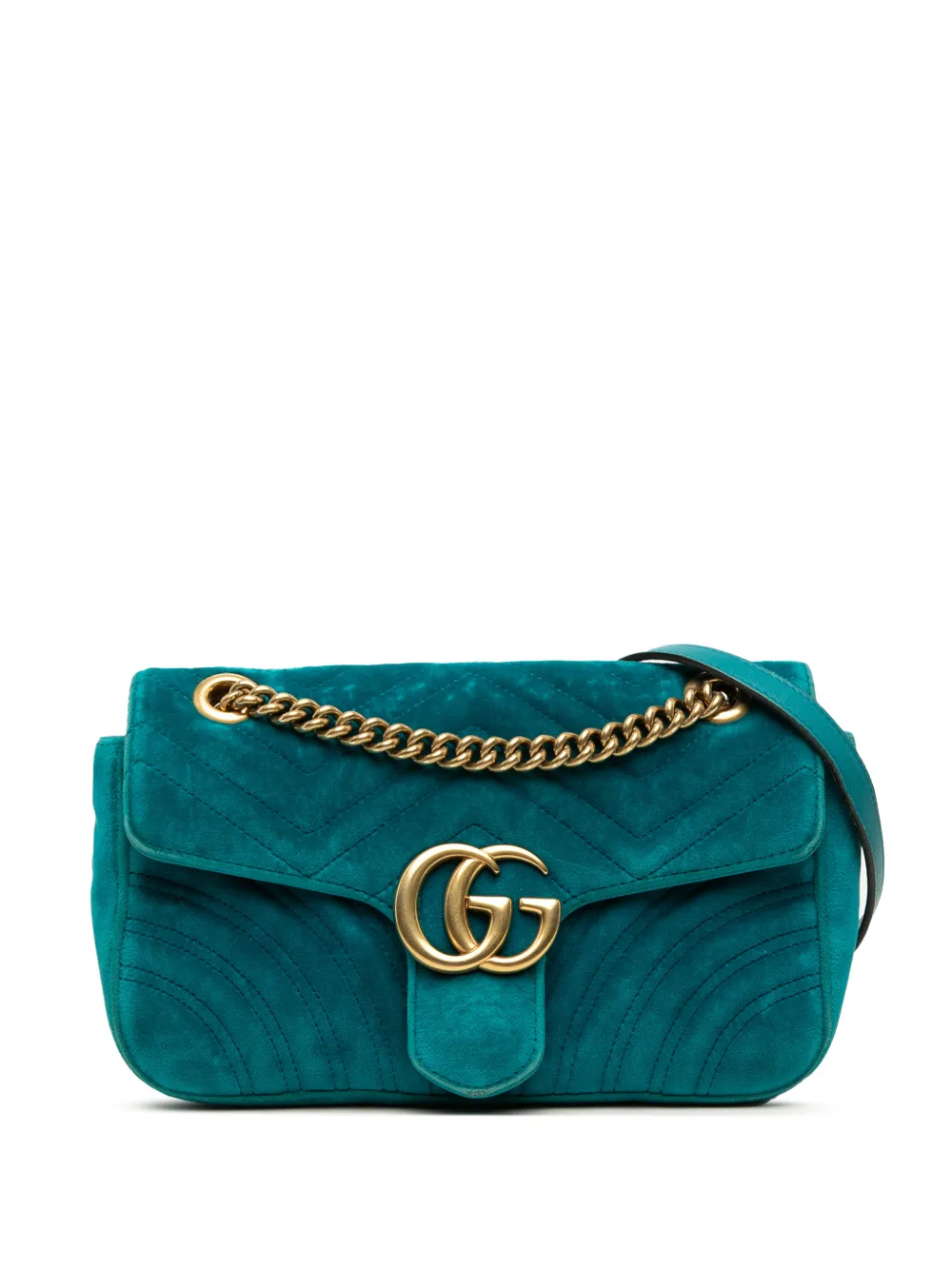 Gucci Pre-Owned 2016-2026 Medium GG Marmont Matelasse Velvet shoulder bag - Blue