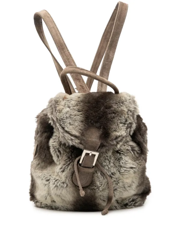 Fendi Pre-owned 20th Century Mink Fur Tie Dye Print Backpack in Grey