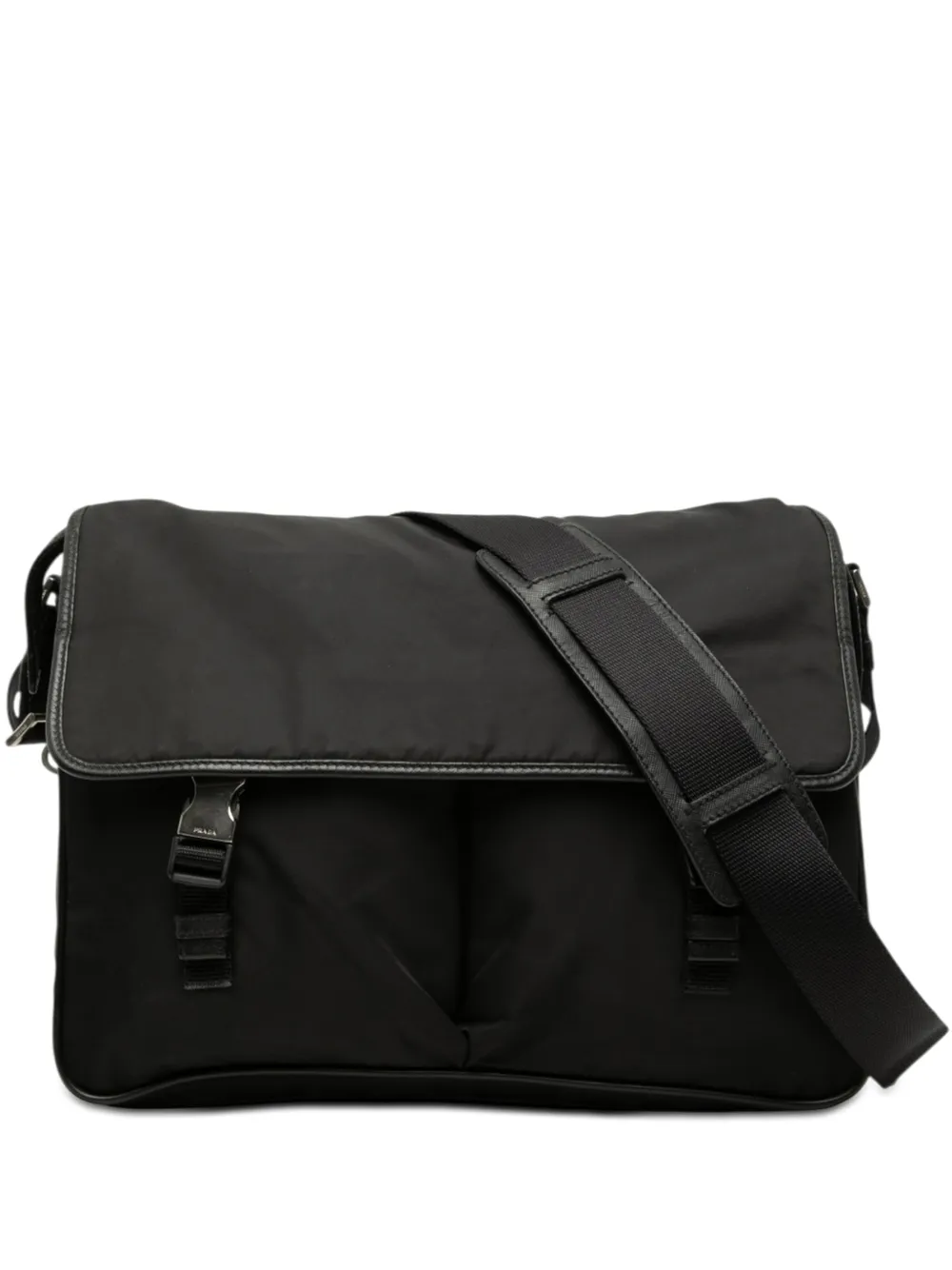 Prada Pre-Owned 2000-2013 Tessuto Double Buckle Messenger Bag crossbody bag - Nero