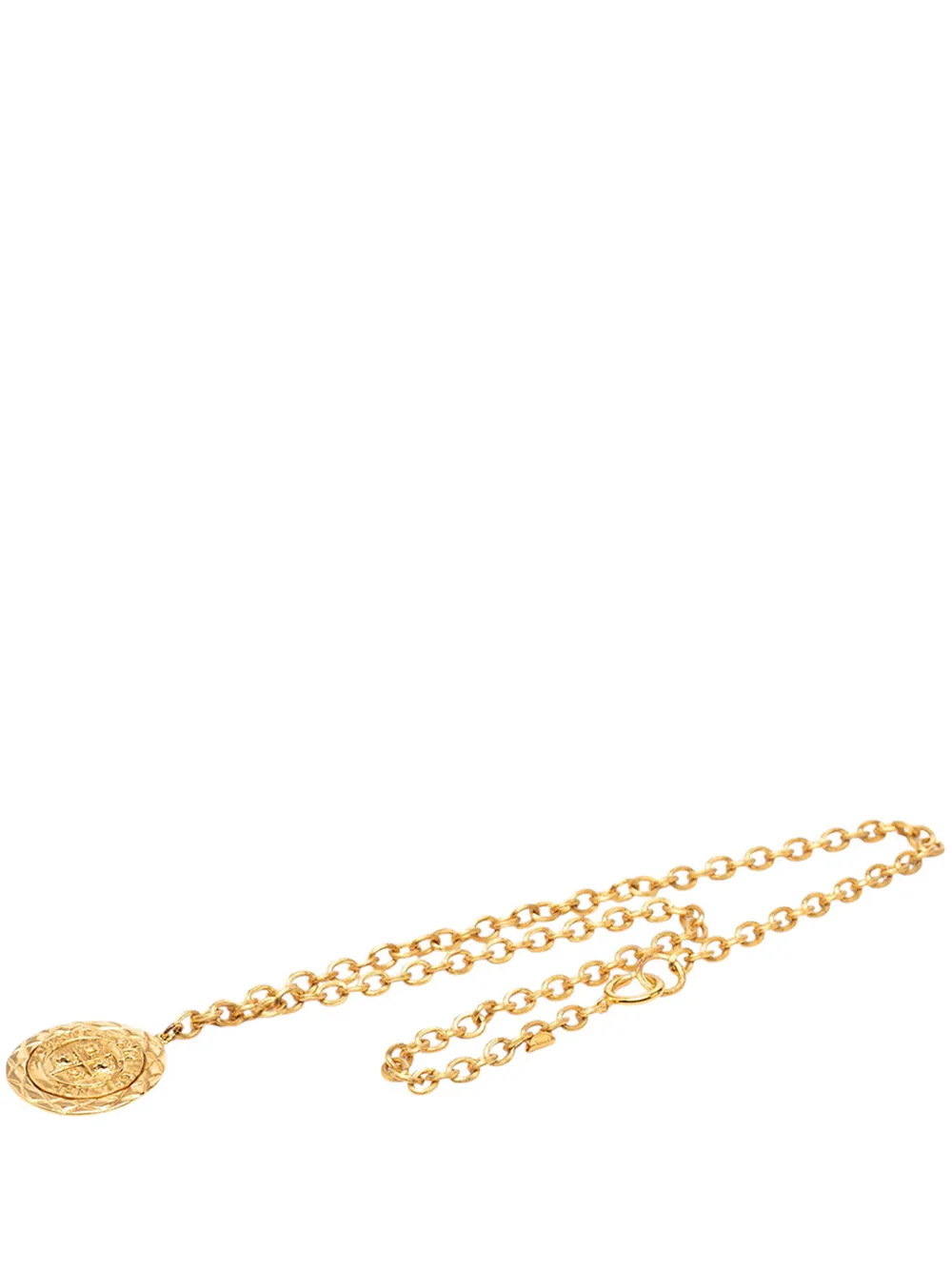 CHANEL Pre-Owned 1970-1980 CC Gold Plated Medallion Lion Crest Pendant Necklace costume necklace - Oro