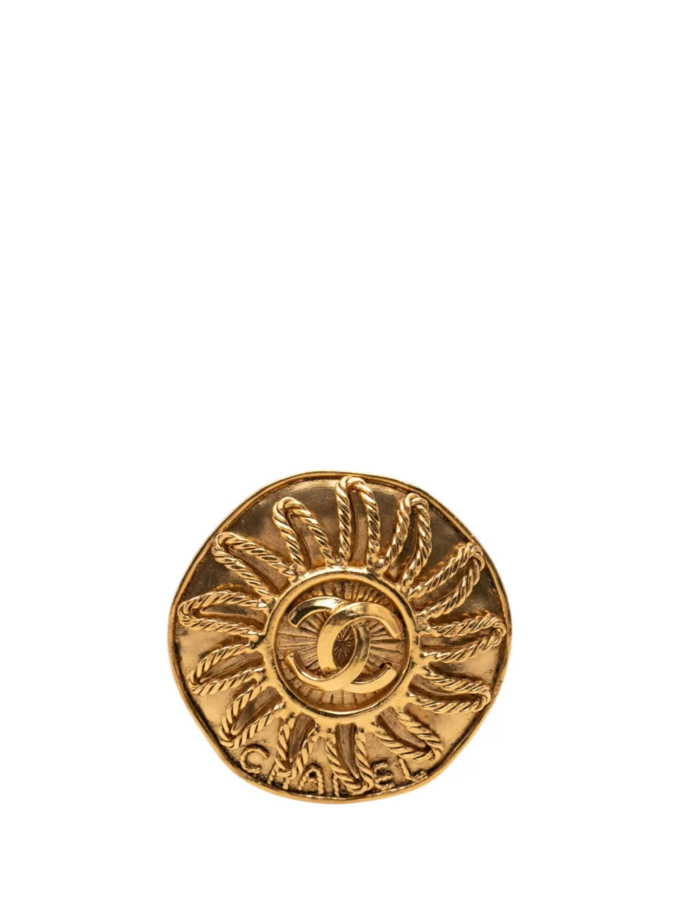 CHANEL Pre-Owned 1994 CC Gold Plated Sunburst Brooch costume brooch