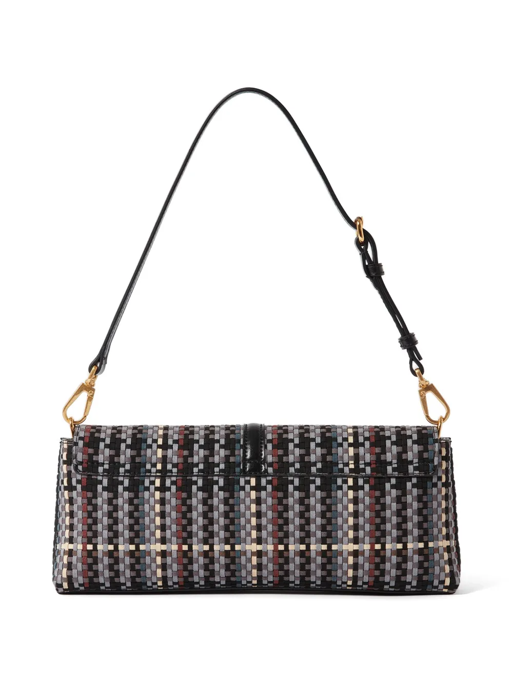 Stella McCartney Geweven clutch met hangslot-detail Zwart