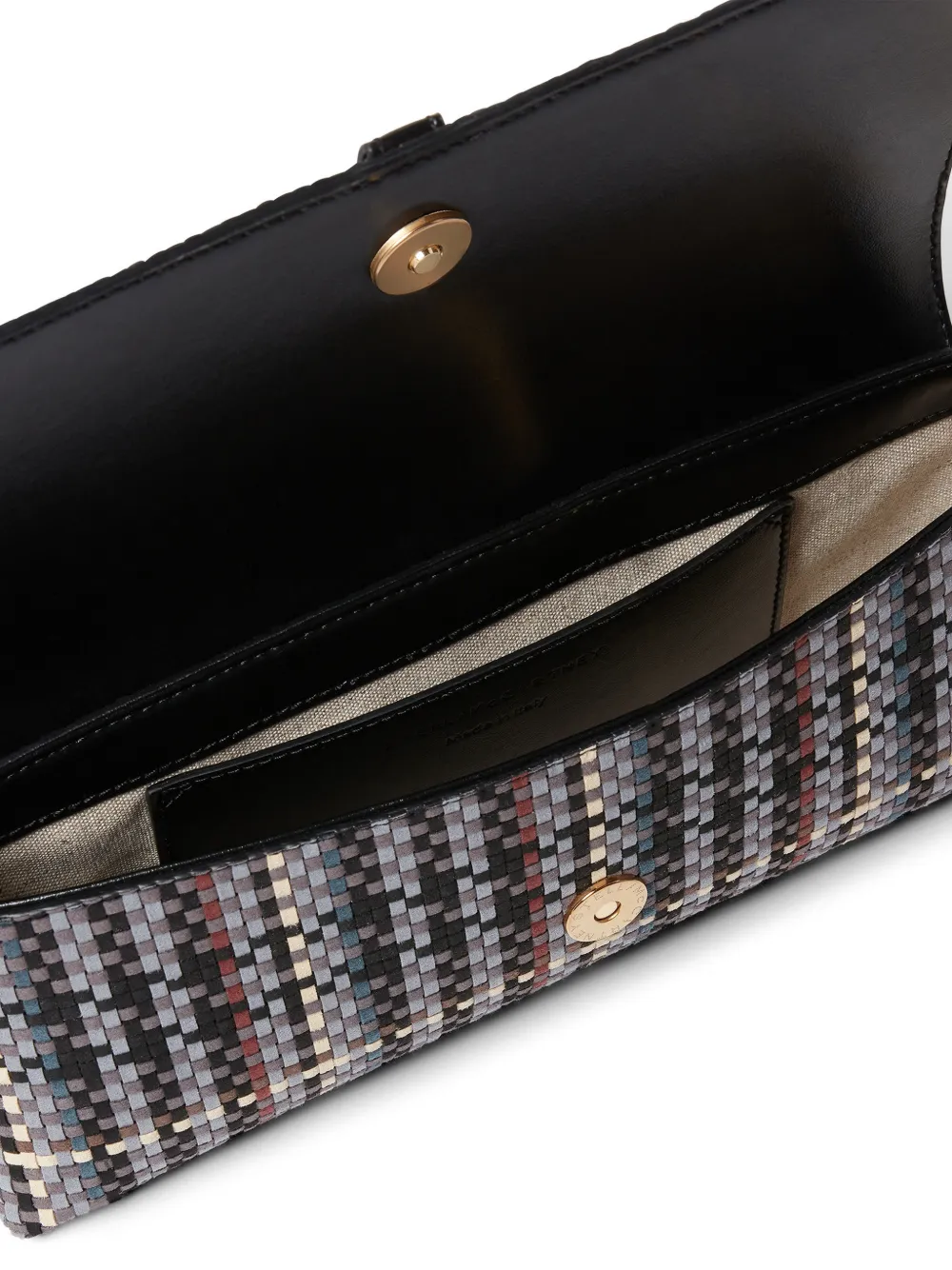 Stella McCartney Geweven clutch met hangslot-detail Zwart