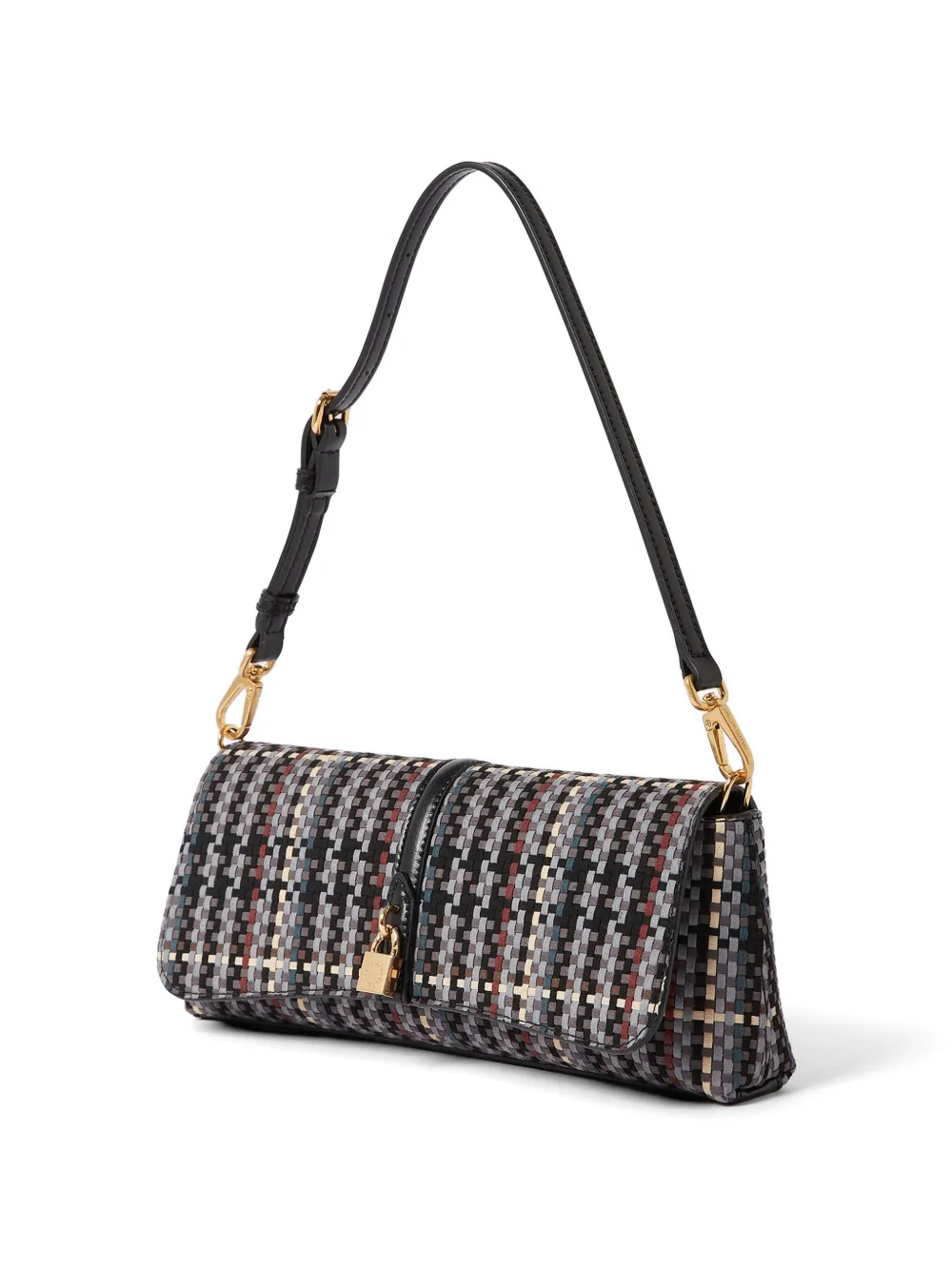 Stella McCartney Geweven clutch met hangslot-detail Zwart