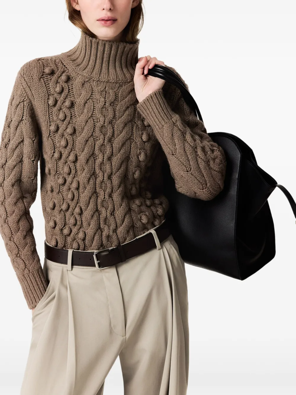 Stella McCartney Kabelgebreide trui met bobbeldetail Bruin