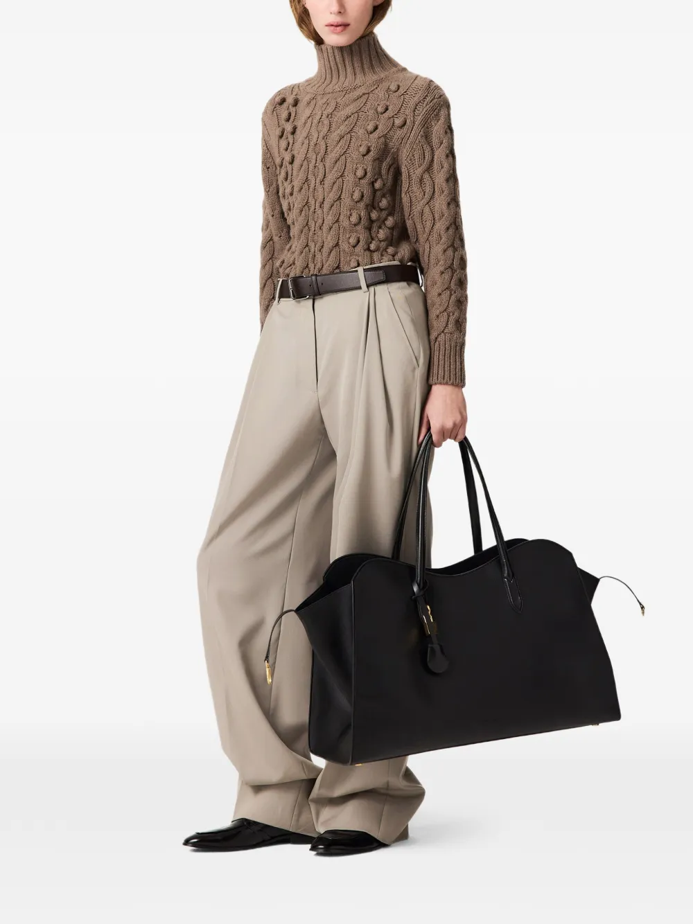 Stella McCartney Kabelgebreide trui met bobbeldetail Bruin
