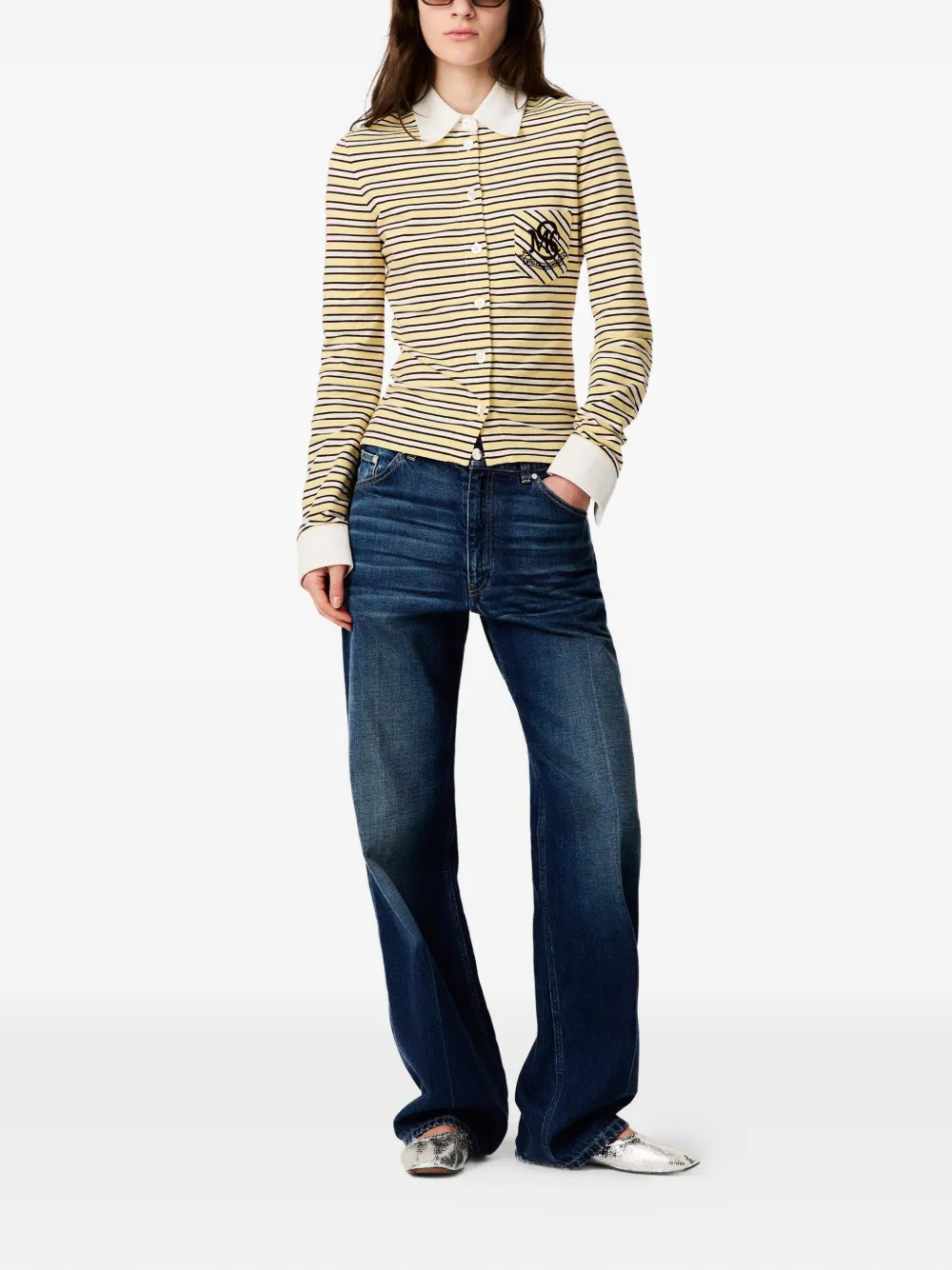 Stella McCartney blouse met geborduurd logo Geel