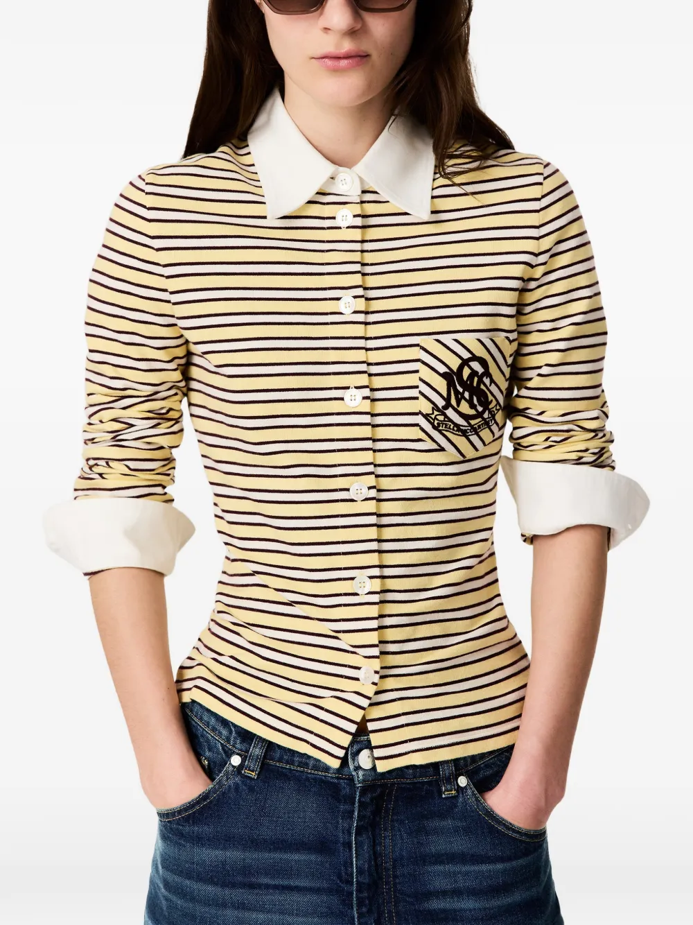 Stella McCartney blouse met geborduurd logo Geel