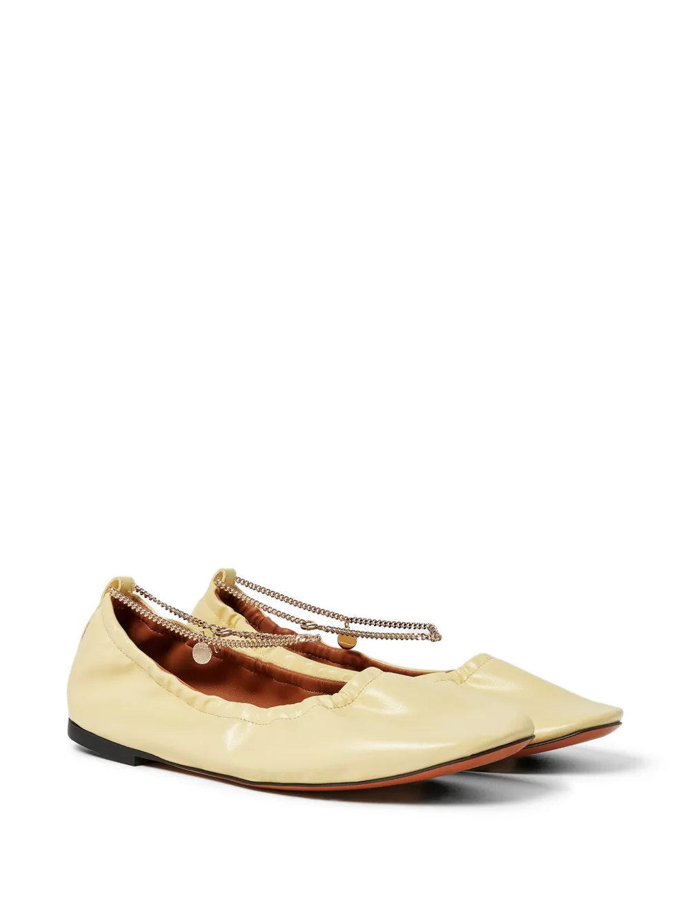 Stella McCartney chain-embellished ruched ballet flats Beige