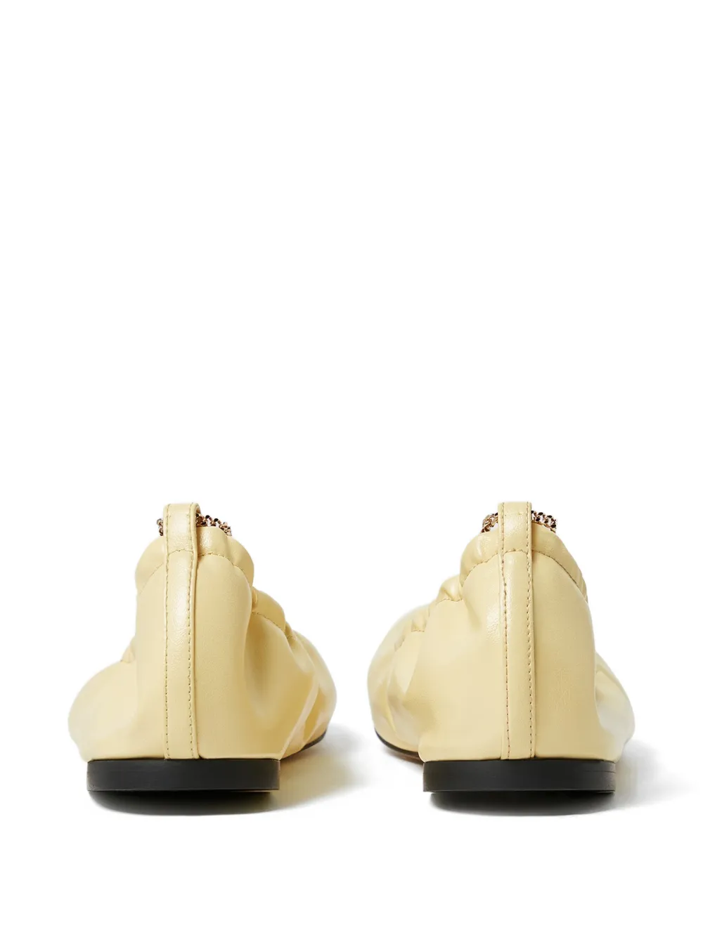 Stella McCartney chain-embellished ruched ballet flats Beige