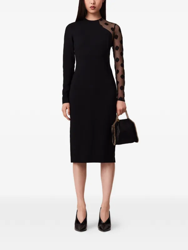 black mesh panel midi dress Alesia Mesh Panel Bodycon Midi Dress Black | Girl In Mind