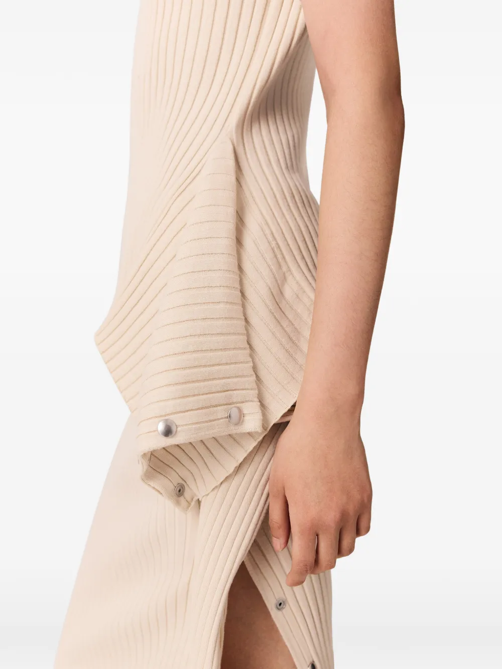 Stella McCartney Ribgebreide midi-rok met drukknopen Beige