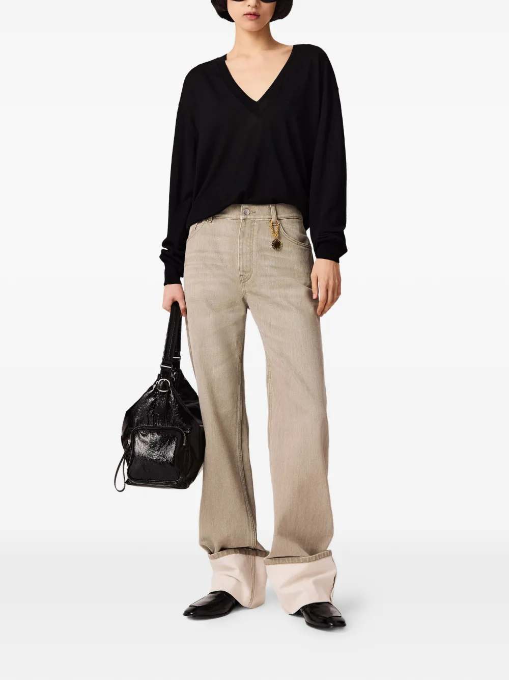 Stella McCartney Jeans met logopatch Beige