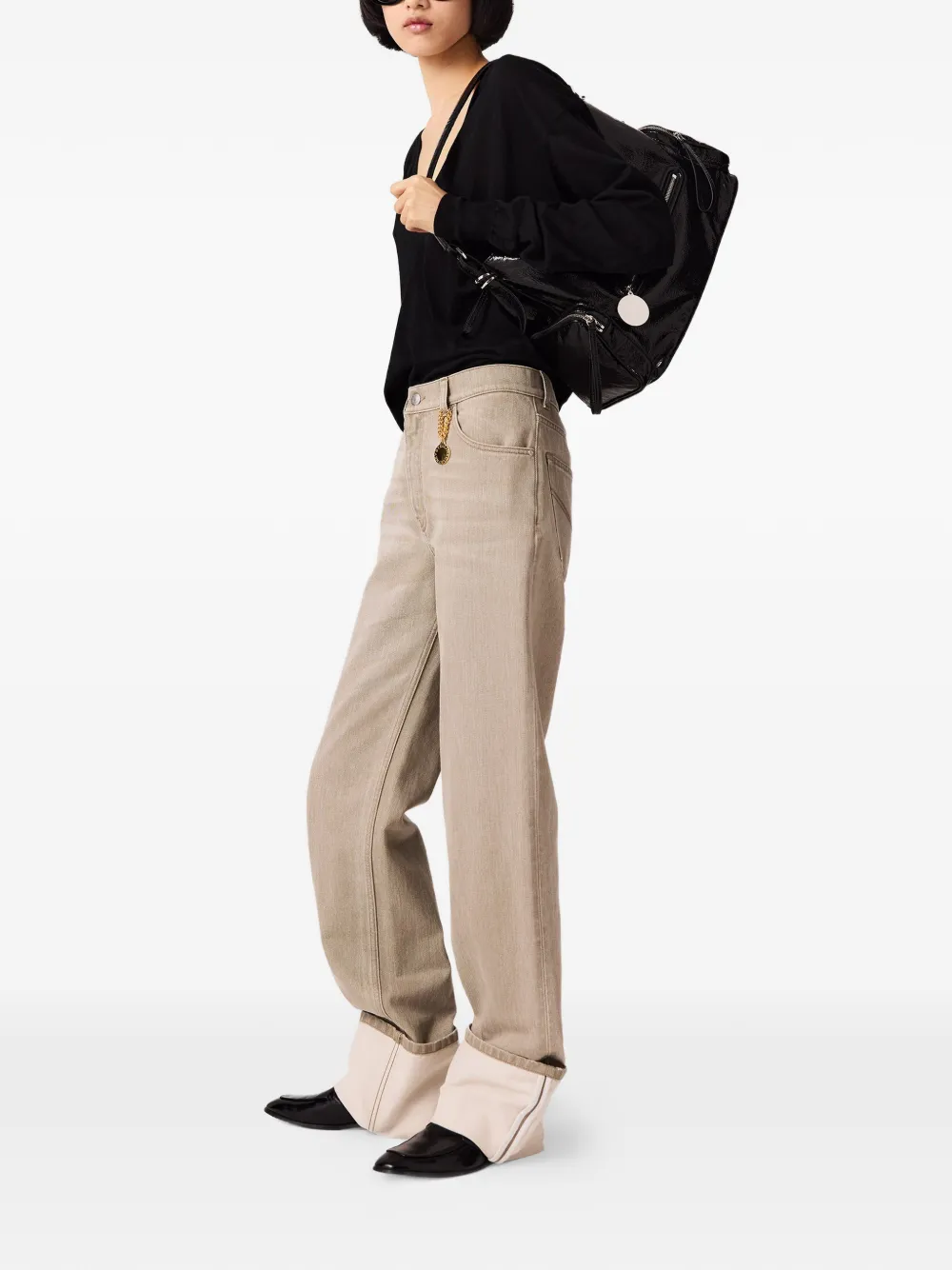 Stella McCartney Jeans met logopatch Beige