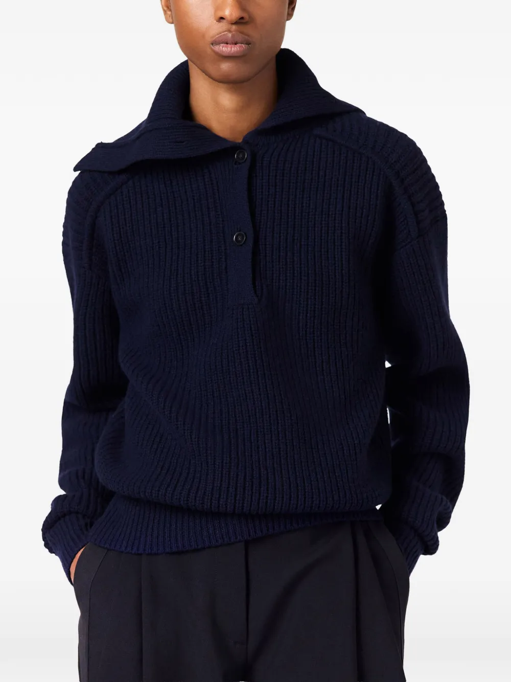 Stella McCartney Ribgebreide trui met knopen Blauw