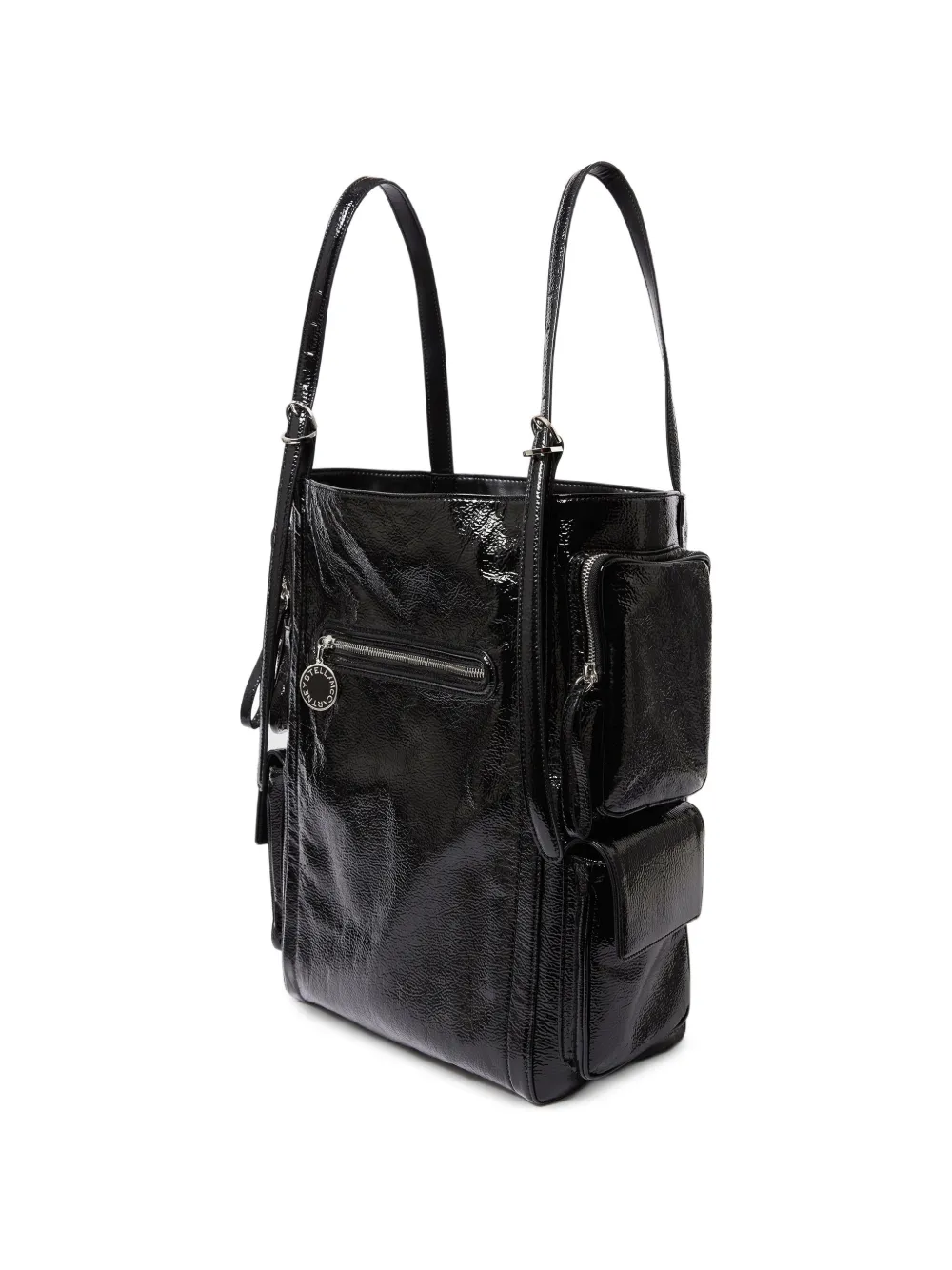 Stella McCartney Shopper met gekreukte afwerking en zakken Zwart