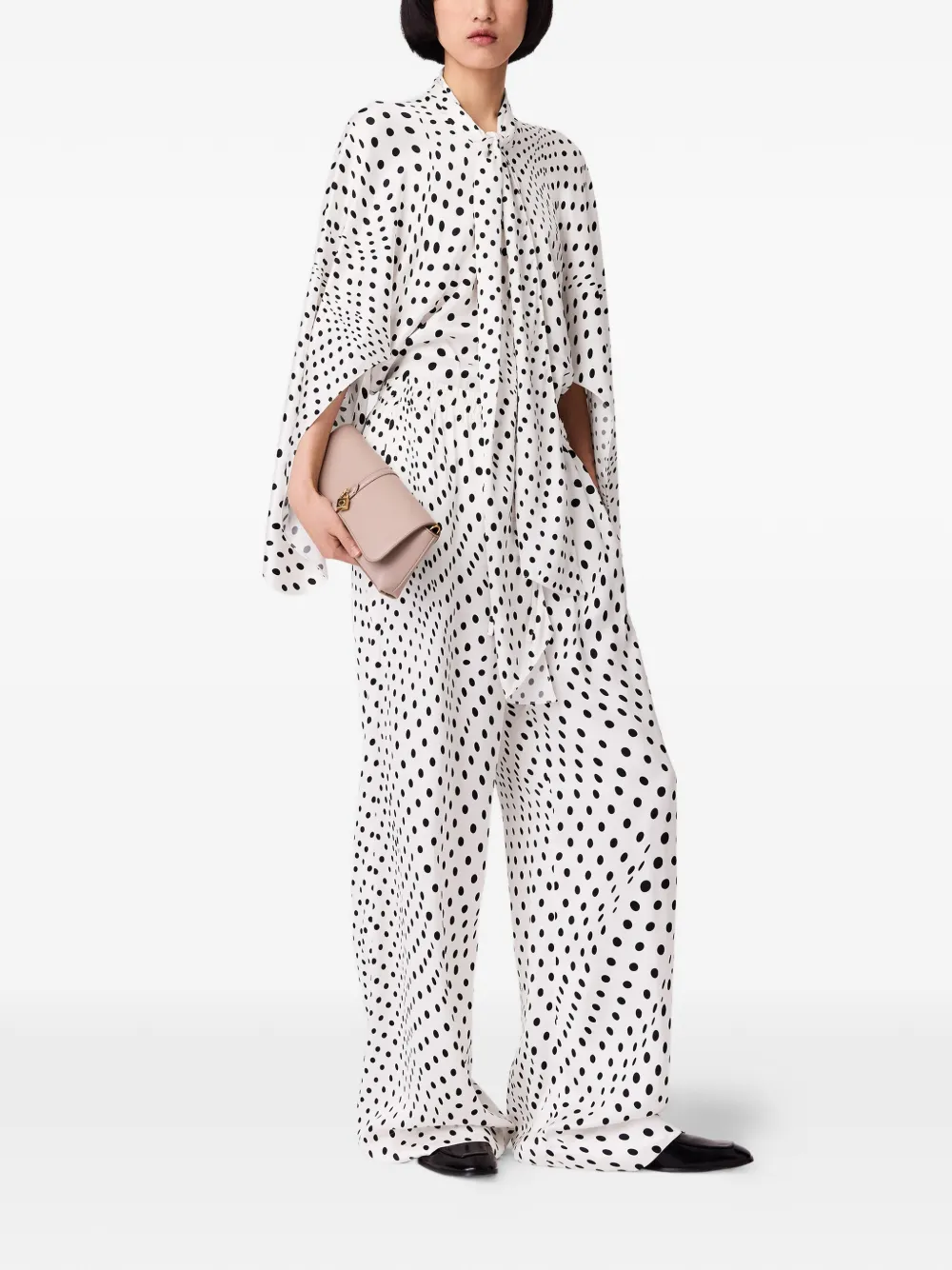 Stella McCartney Broek met trekkoordtaille en stippen Wit