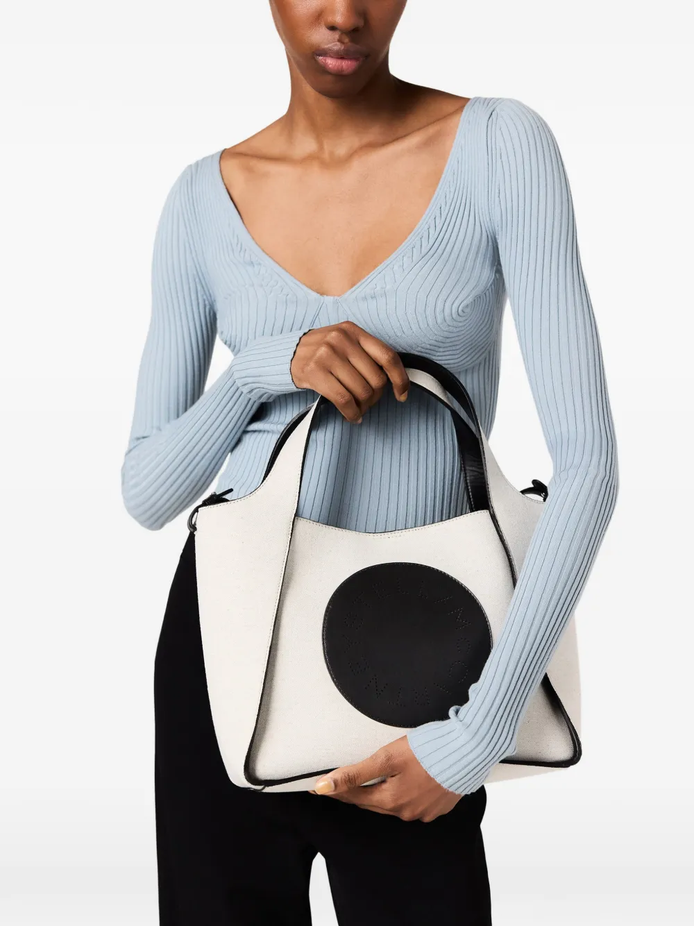 Stella McCartney Canvas shopper met logo Grijs