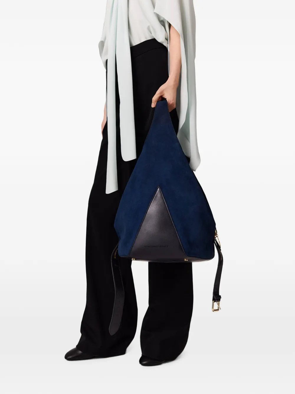  Stella Mccartney Bolso De Hombro Con Panel Triangular - Azul 