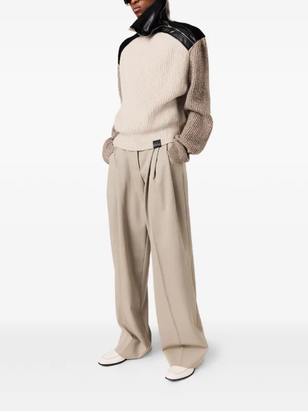 Stella McCartney zip-panel ribbed-knit Sweater | Neutrals | FARFETCH