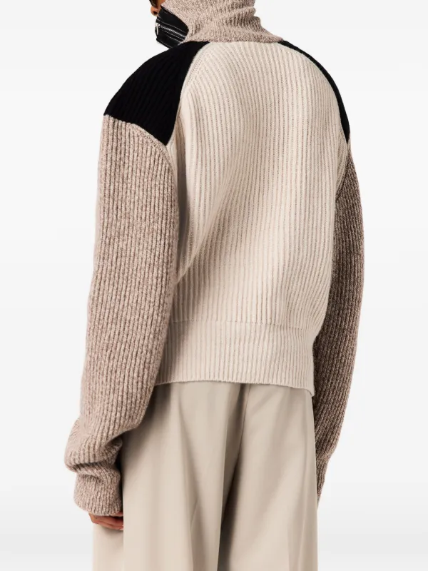 Stella McCartney zip-panel ribbed-knit Sweater | Neutrals | FARFETCH