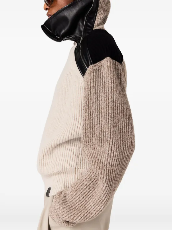 Stella McCartney zip-panel ribbed-knit Sweater | Neutrals | FARFETCH