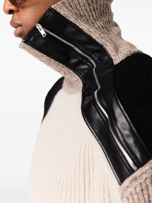 Stella McCartney zip-panel ribbed-knit Sweater | Neutrals | FARFETCH