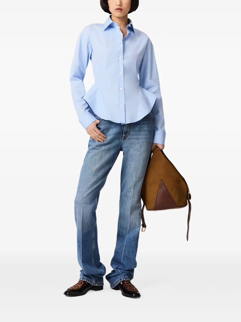 Stella McCartney Blouse met peplum taille Blauw