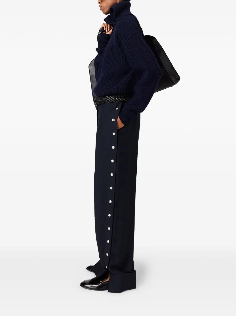 Stella McCartney Broek verfraaid met knopen en wijde pijpen Blauw