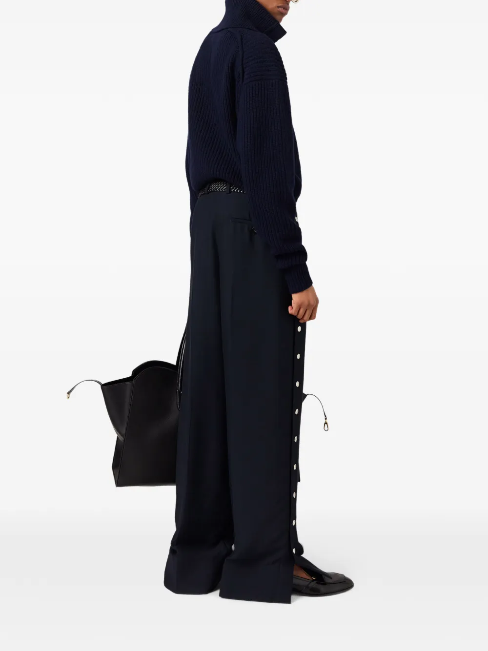 Stella McCartney Broek verfraaid met knopen en wijde pijpen Blauw