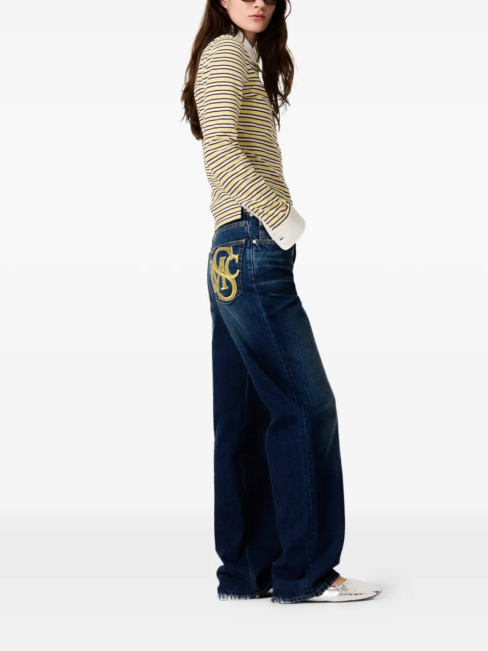 Stella McCartney Jeans met geborduurd logo Blauw