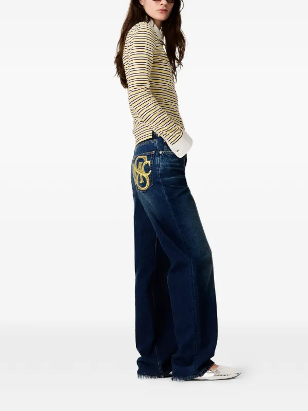 Stella McCartney logo-embroidered wide-leg Jeans | Blue | FARFETCH