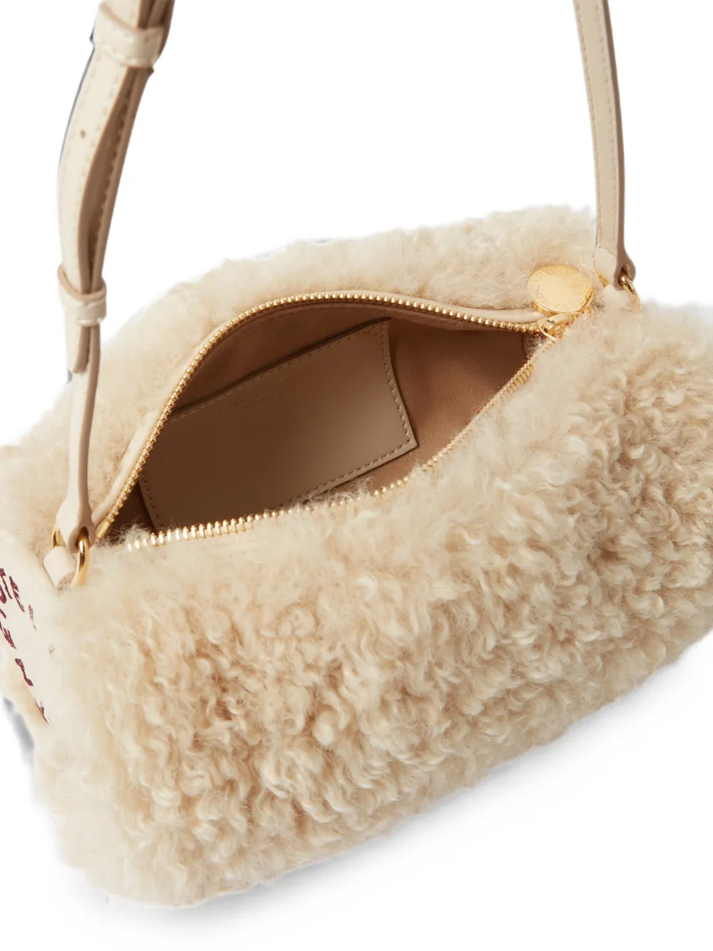 Stella McCartney Lammy schoudertas met logopatch Beige
