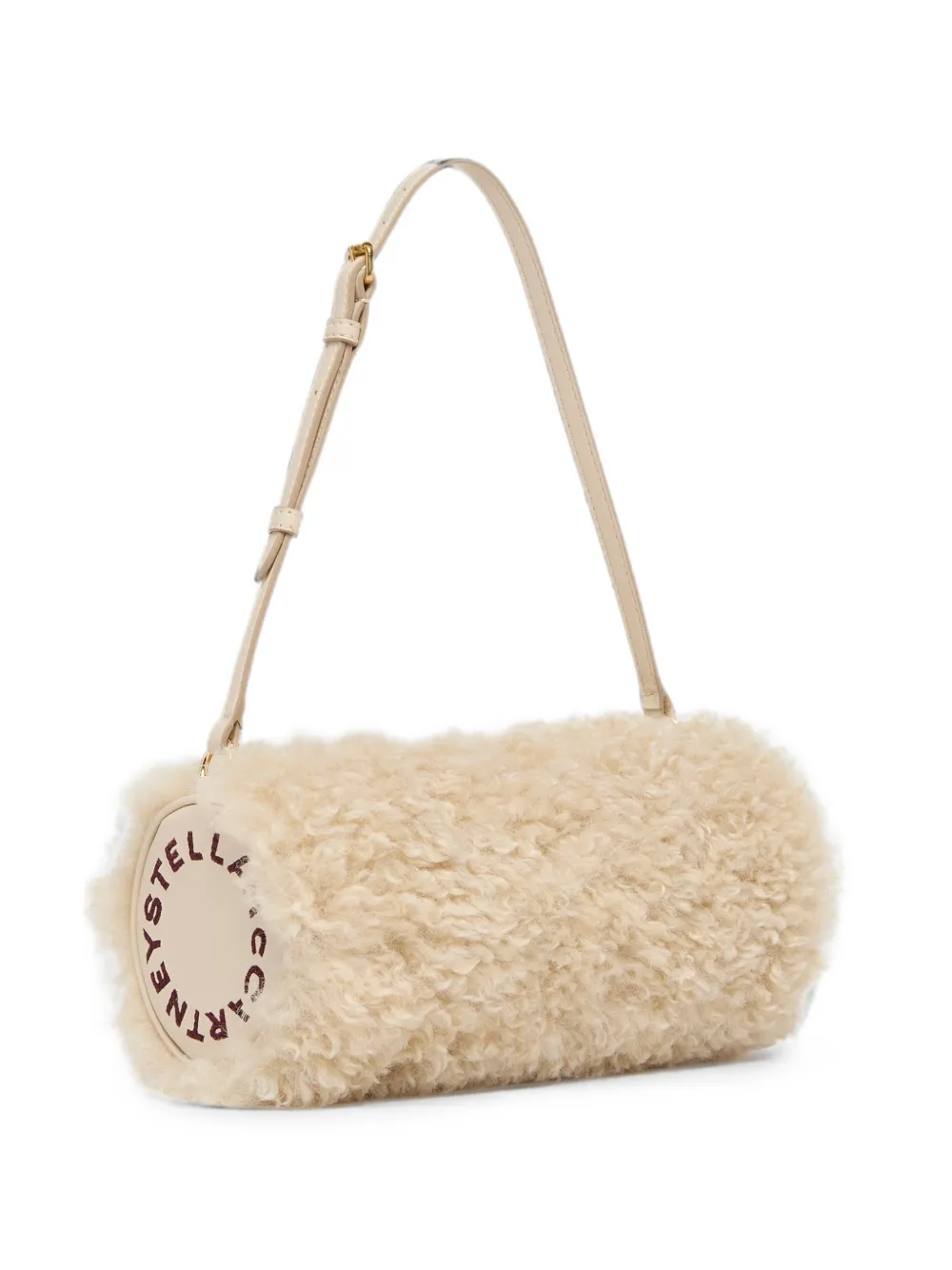 Stella McCartney Schultertasche aus Faux Shearling - Nude