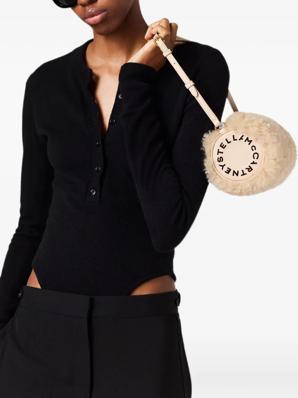 Stella McCartney Lammy schoudertas met logopatch Beige