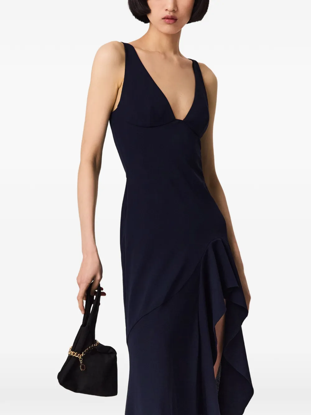 Stella McCartney Asymmetrische jurk met ruches Blauw