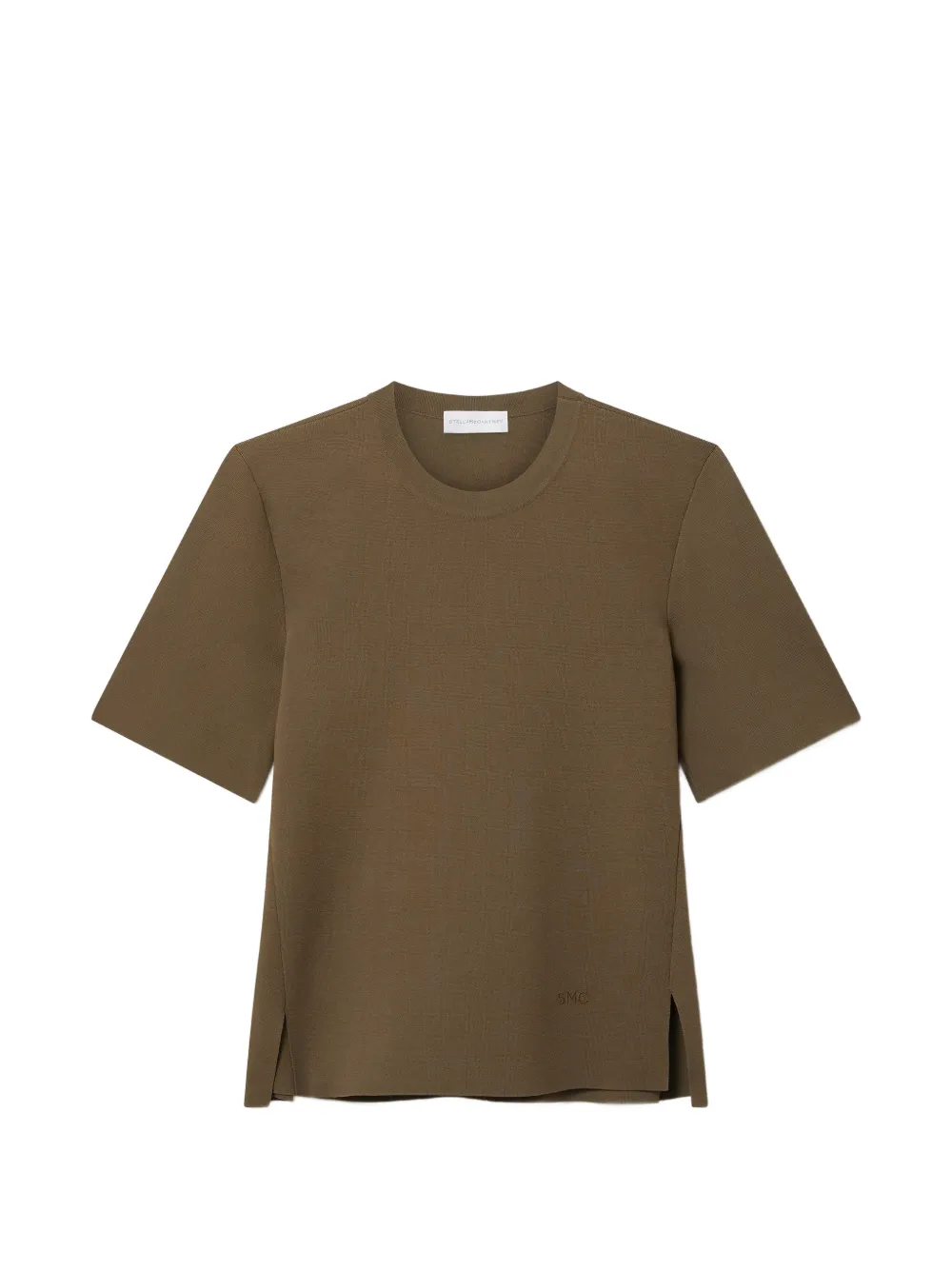 Stella McCartney SMC embroidered side-slit T-shirt - Braun