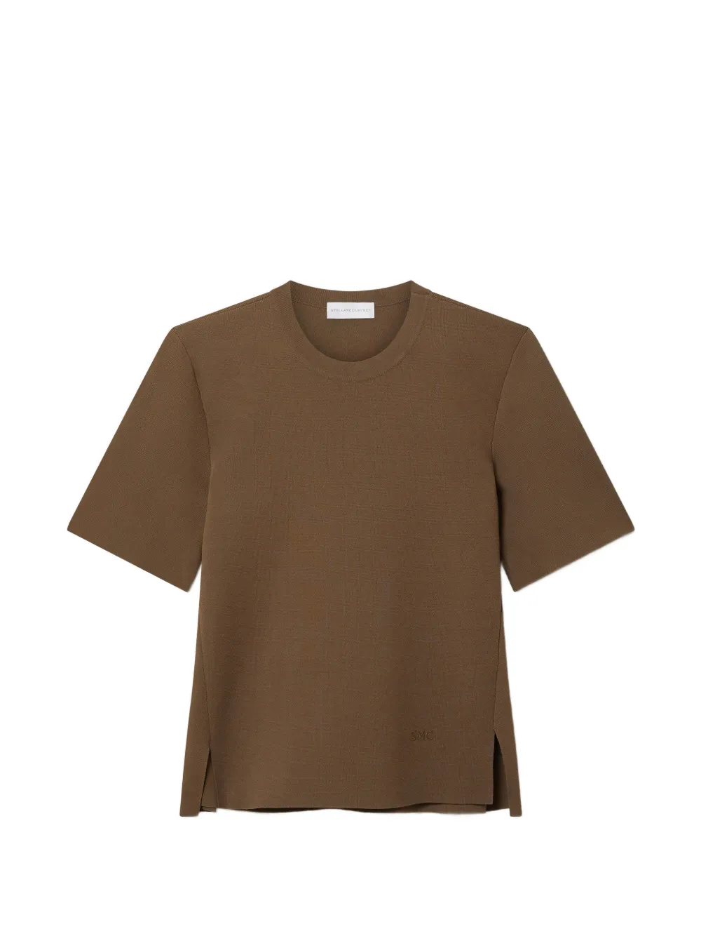 Stella McCartney SMC T-shirt met borduurwerk en zijsplit Bruin