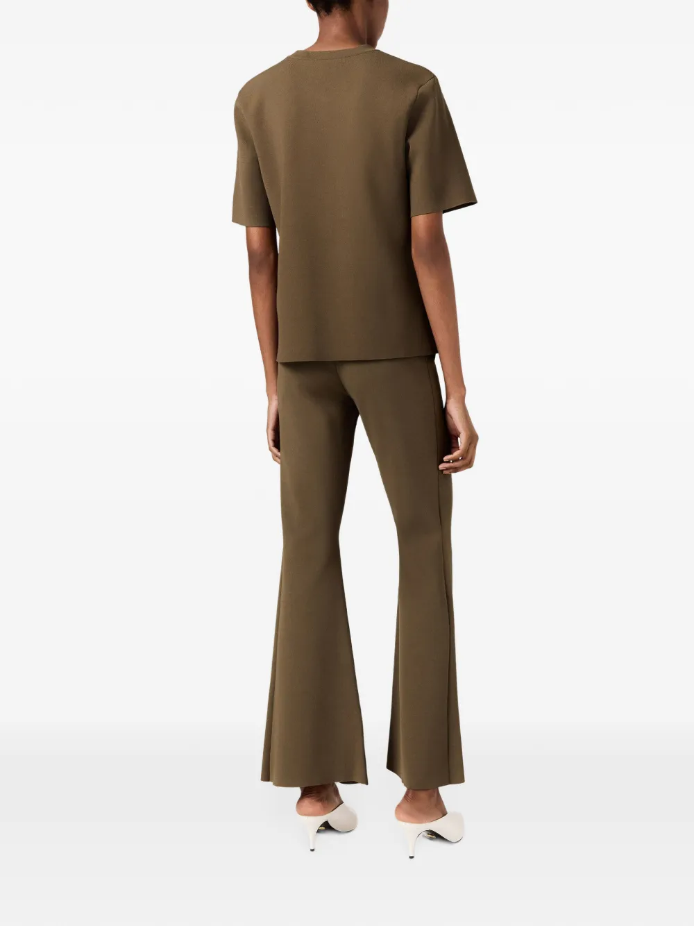 Stella McCartney SMC T-shirt met borduurwerk en zijsplit Bruin