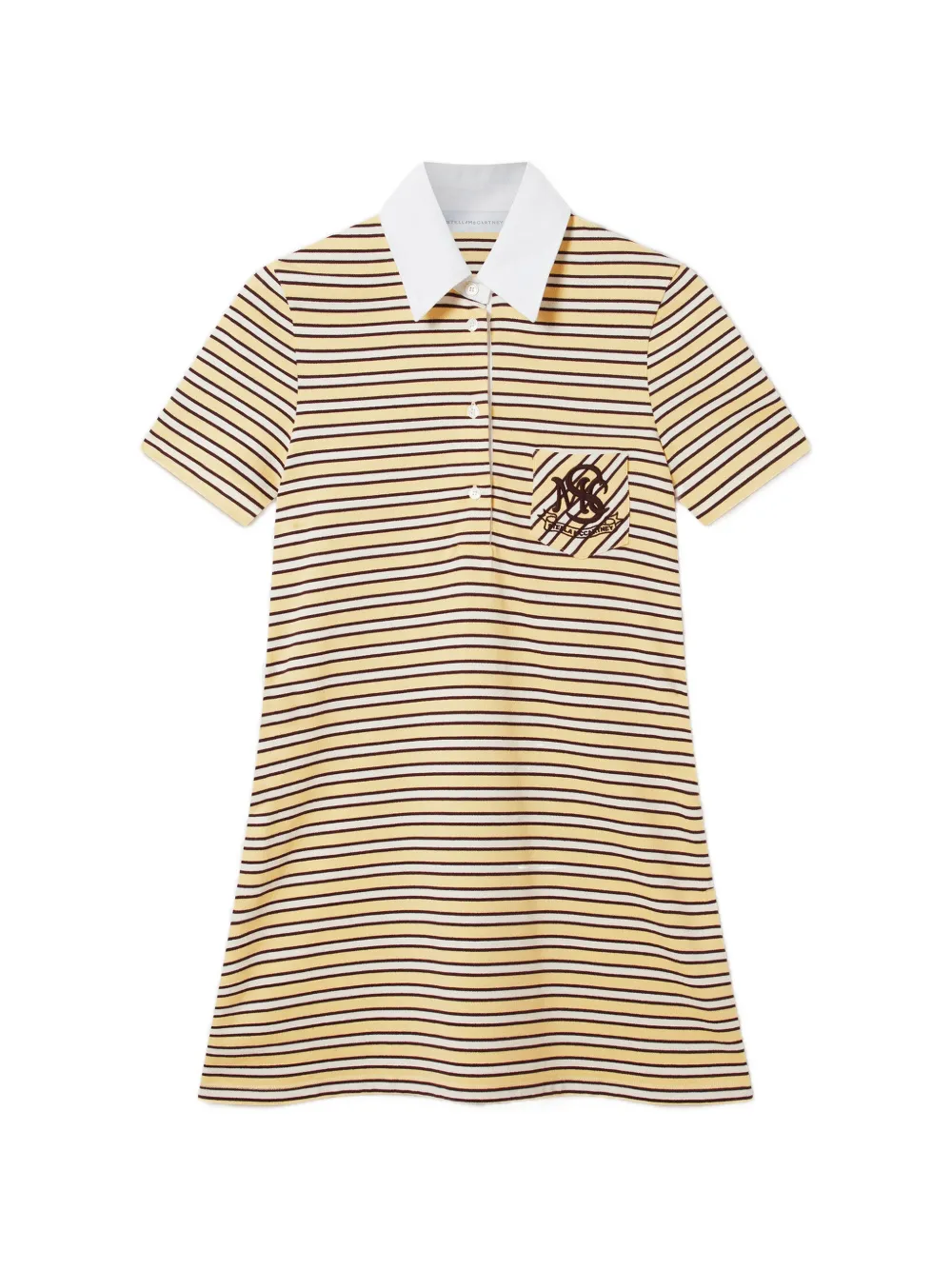 Stella McCartney Gestreepte jurk met logo-patch Geel