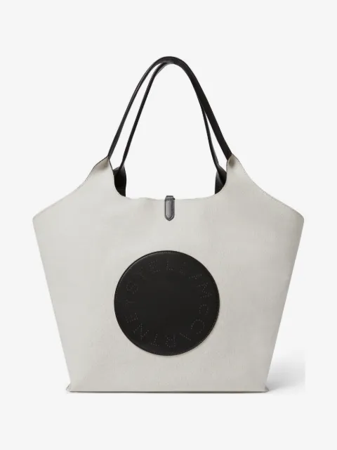 Stella McCartney 로고 패치 캔버스 토트 백