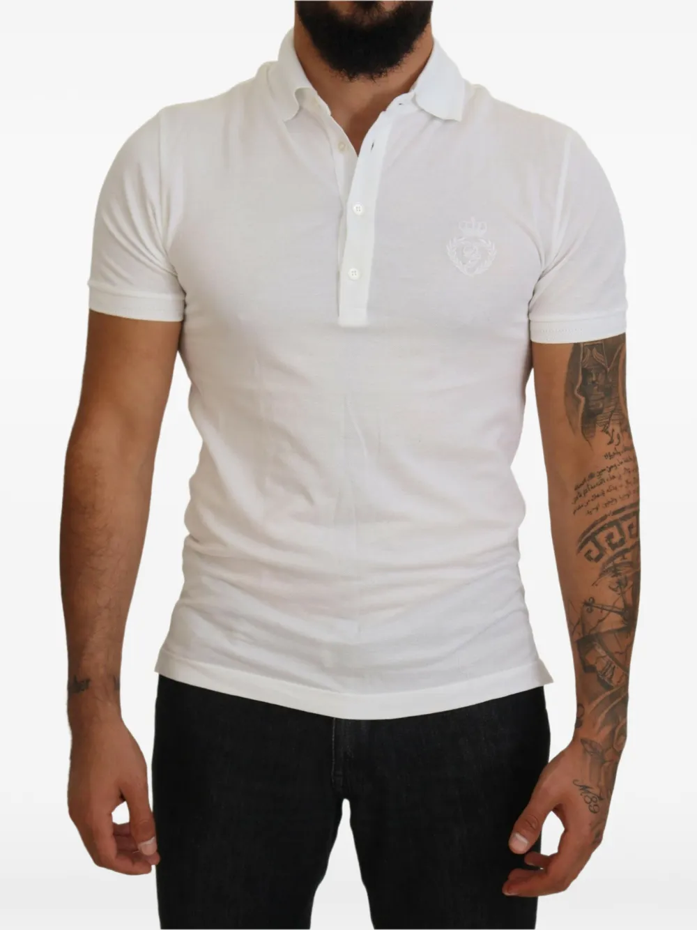Dolce & Gabbana Poloshirt met logopatch Wit