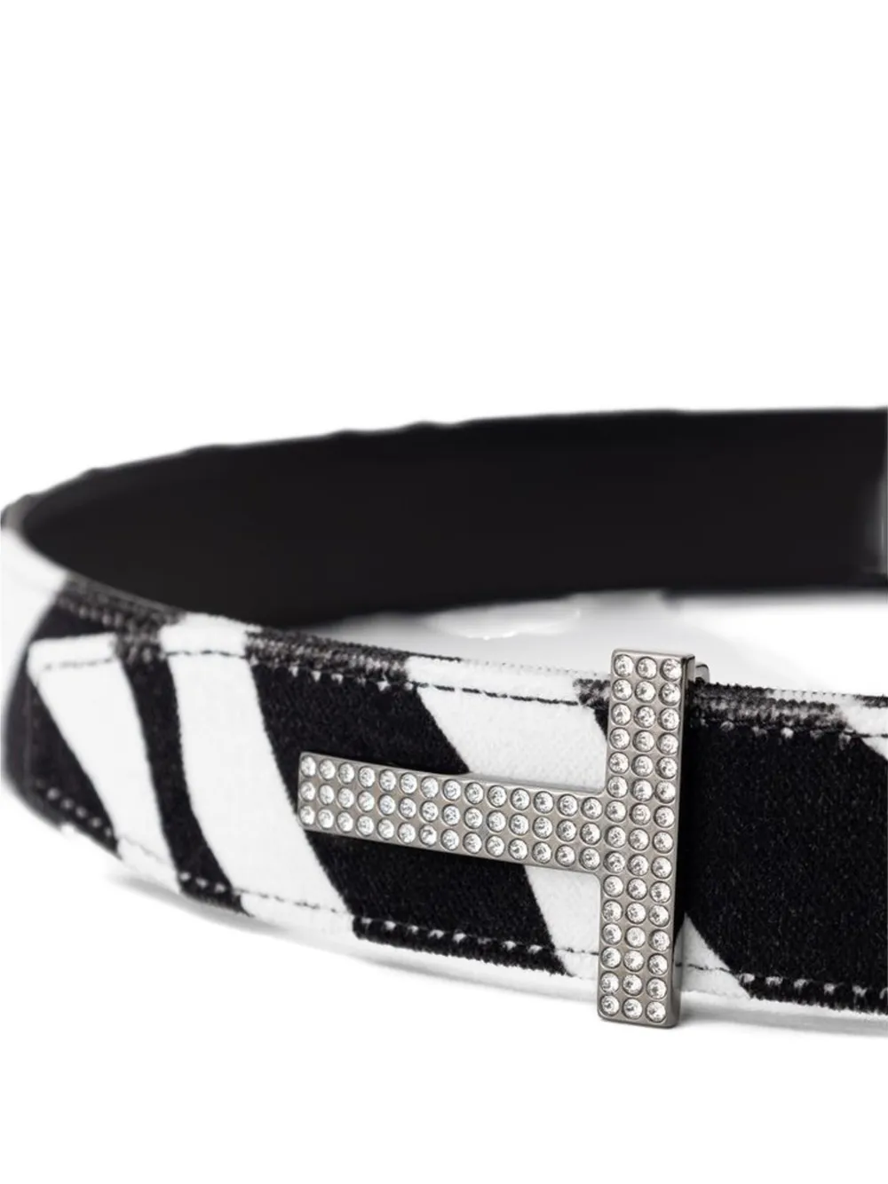 TOM FORD Leren riem met zebraprint Wit