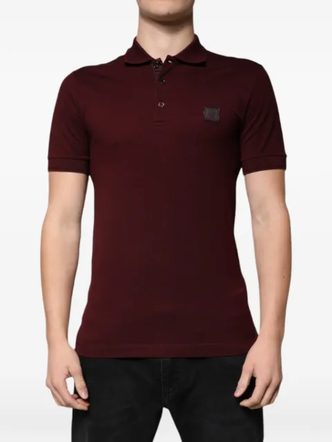 Dolce & Gabbana leather-patch cotton-piqué polo shirt