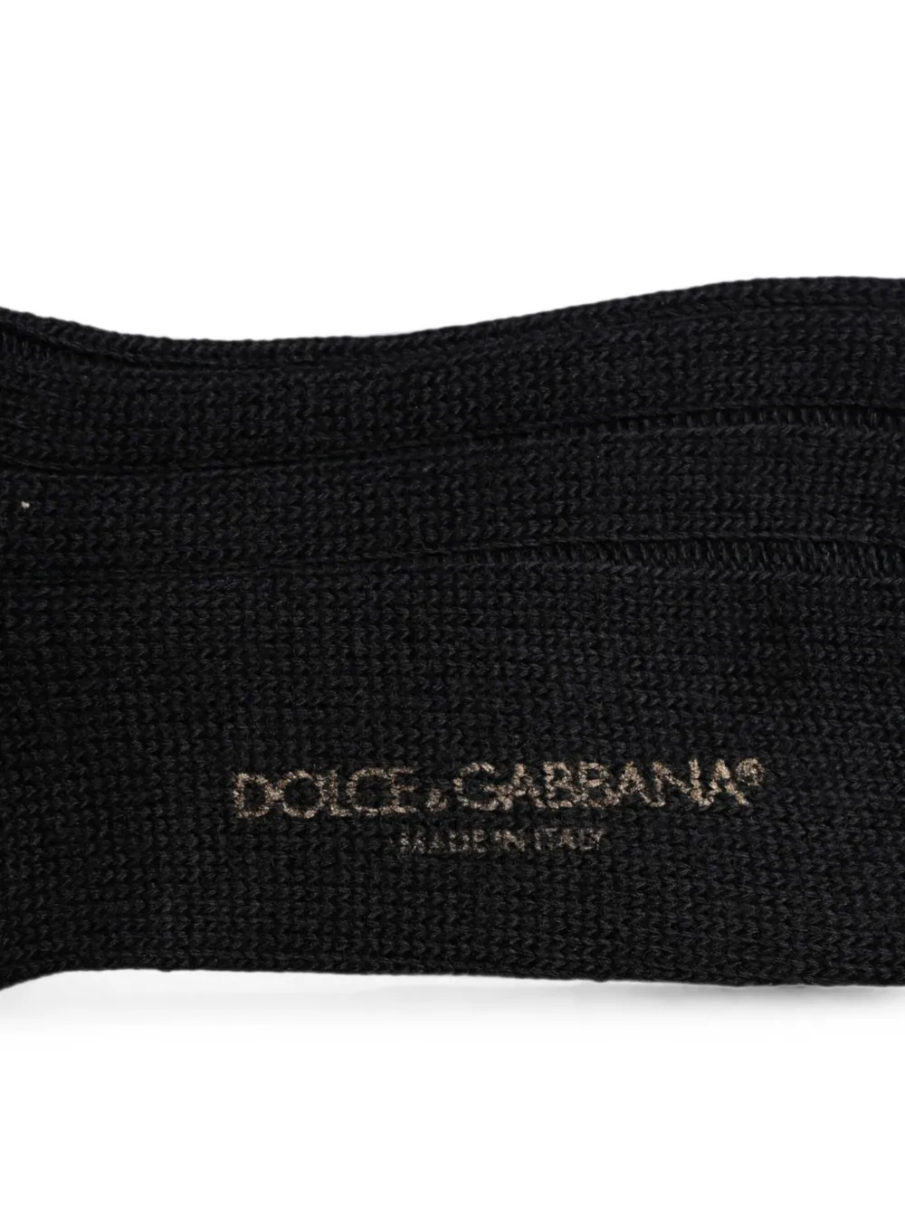 Dolce & Gabbana Geribbelde katoenen- en wollen sokken Zwart