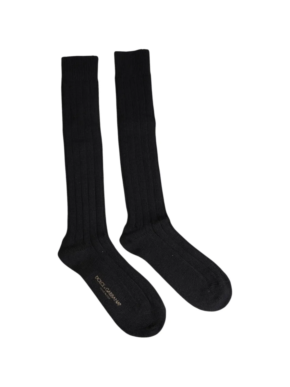 Dolce & Gabbana Calzini a coste in cotone e lana - Nero