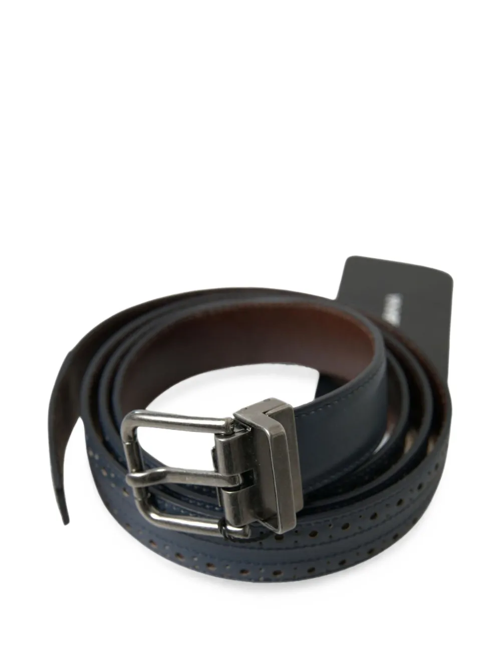Dolce & Gabbana Omkeerbare leren riem met geperforeerde details Blauw