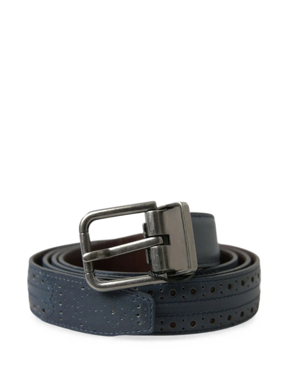 Dolce & Gabbana Omkeerbare leren riem met geperforeerde details Blauw