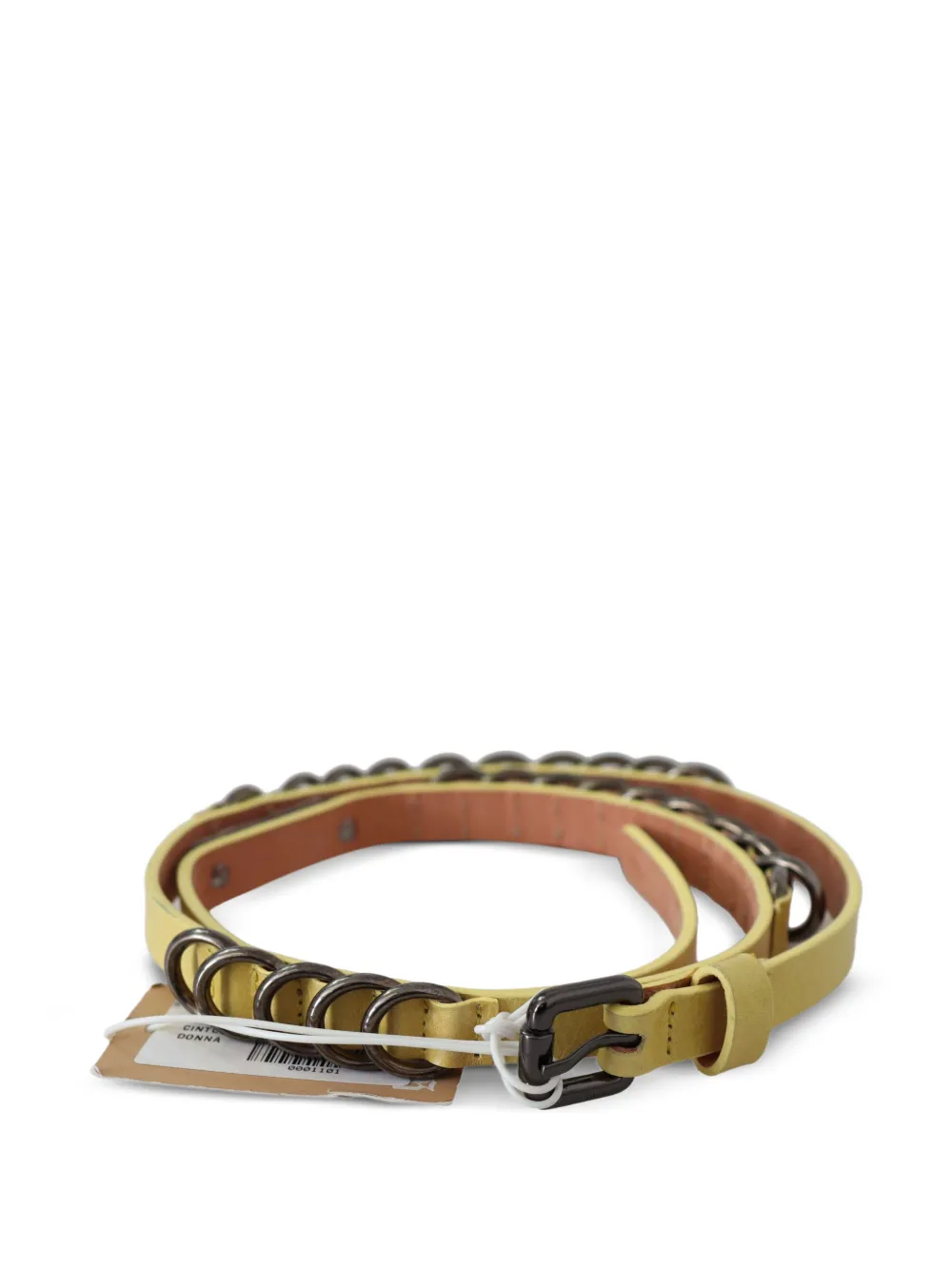 John Galliano ring-embellished leather belt - Giallo